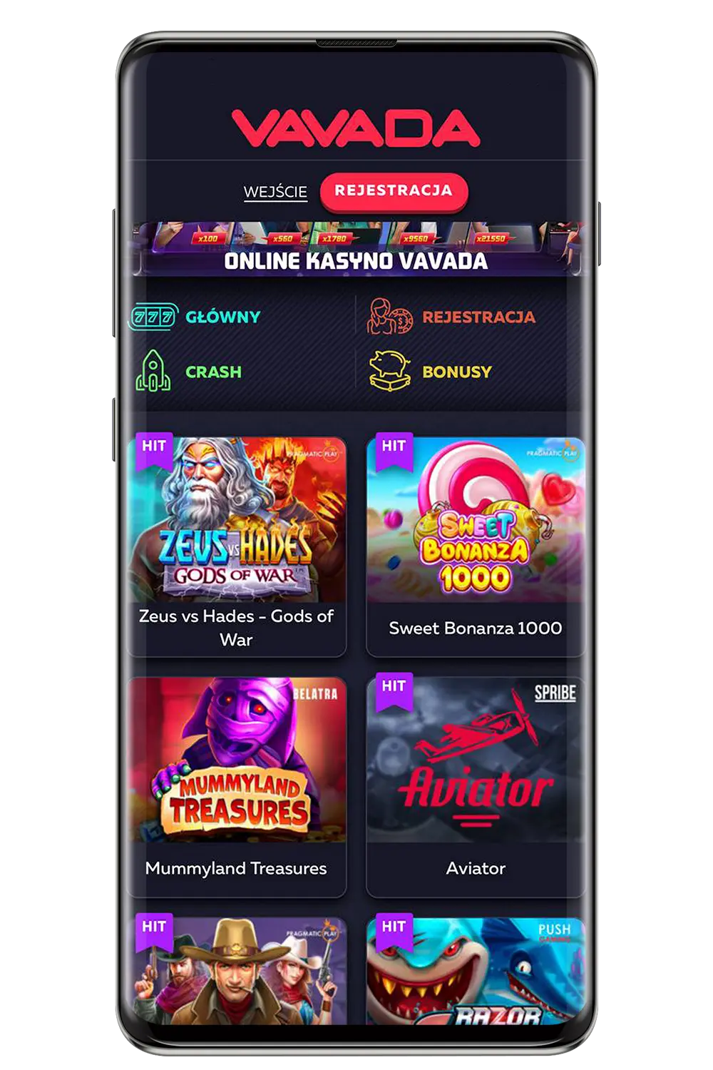 Strona główna Vavada Casino – interfejs kasyna online